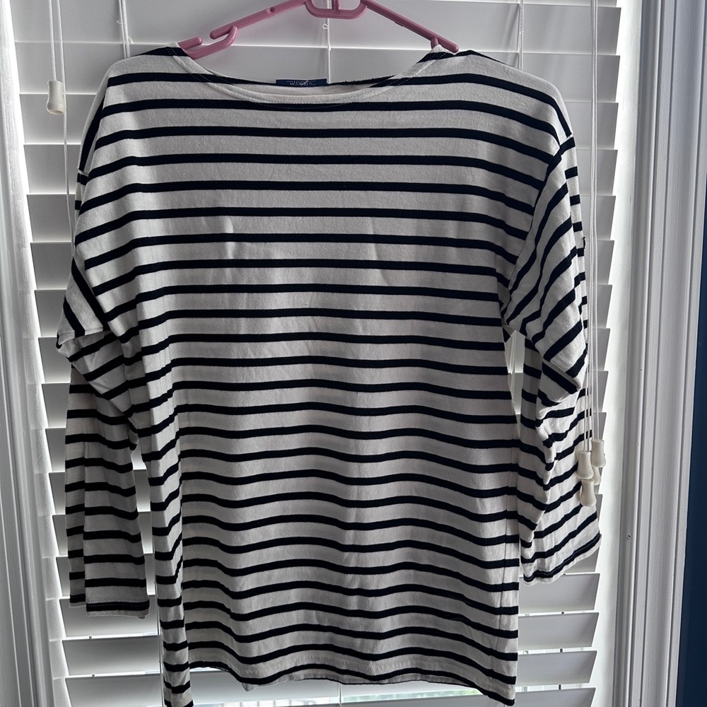 Saint James Black and White Relaxed Long Sleeve Tee